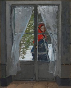 赤いスカーフ（La capeline rouge）。 1868-73年頃 作： Claude Monet