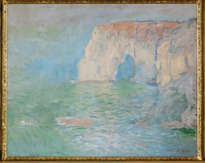 エトレタ：マンネポルト、水面の反射（キャンバスに油彩） 作： Claude Monet
