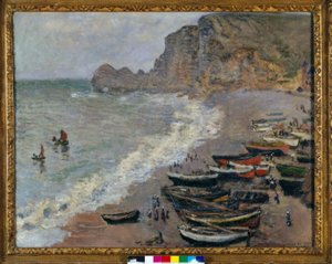 エトルタ：ビーチとポルトダモン 作： Claude Monet