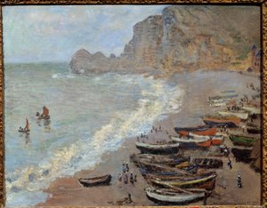 エトレタ：ビーチとポルト・ダモン クロード・モネ（1840-1926）の絵画 1883年 日：0.66x0.81 m パリ、オルセー美術館 作： Claude Monet