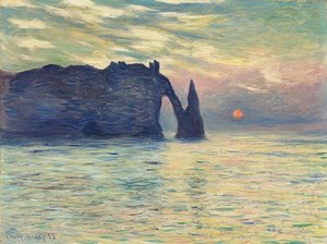 岩、エトルタ、日没。 1882-83 作： Claude Monet