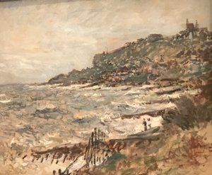 フランス語：Falaise de Sainte-Adresse、灰色の天気 作： クロード・モネ