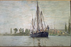 停泊中のフランスのチェイスマリー（ルーアン近郊） - 油彩・キャンバス 作： Claude Monet