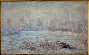 1880年のヴェトゥイユ付近の霜 クロード・モネ（1840-1926）の絵画 1880年 薄さ0.61×1m パリ、オルセー美術館蔵 作： Claude Monet
