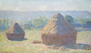 夕陽の中の干し草、1891 作： Claude Monet