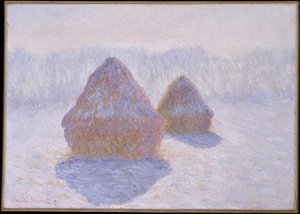 干し草の山（雪と太陽の効果）