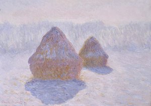 干し草の山（雪と太陽の影響） 作： Claude Monet