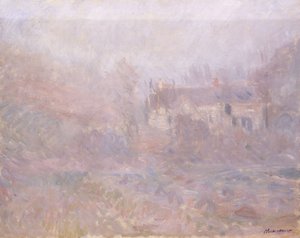 霧の中のファレーズの家、1885 作： Claude Monet