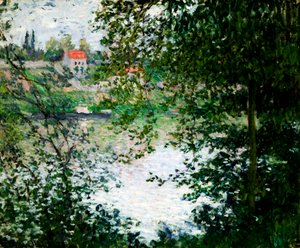 1878年、木々を抜けてグランドジャット島 作： Claude Monet