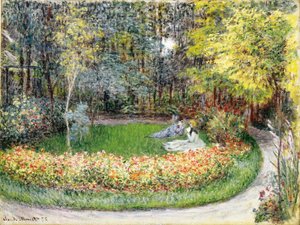 庭で、1875 作： Claude Monet