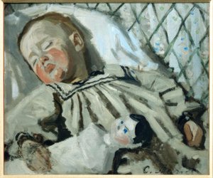 眠っているジャン・モネ 作： Claude Monet