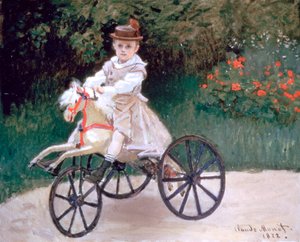 1872年、機械式の馬に乗ったジャンモネ 作： Claude Monet