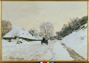 カート。オンフルールの雪道 作： Claude Monet