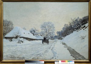 1867年、オンフルールの雪の下の道、荷車 絵画：クロード・モネ（1840-1926）。1867.寸法：0.65×0.92m。パリ、オルセー美術館（Musee d