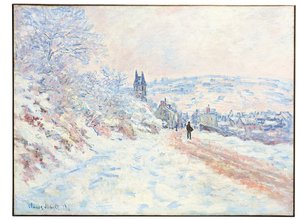 ヴェトゥイユへの道、雪の効果、1879 作： Claude Monet