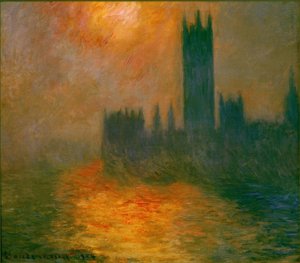 国会議事堂、日没（Das Parlament、Sonnenunter 作： Claude Monet
