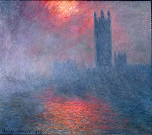 ロンドン、国会議事堂、霧の中の太陽 作： Claude Monet