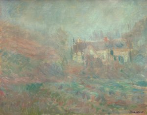 崖、霧の家 作： Claude Monet