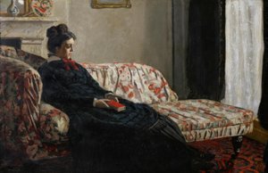 瞑想。ソファの上のモネ夫人 作： Claude Monet