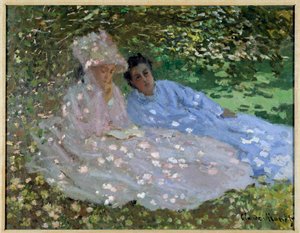 庭でのモネ夫人と友人。木陰に座る二人の女性。クロード・モネ（1840-1926）の絵画