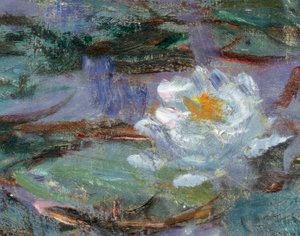 青い睡蓮。 スイレンのディテール。 クロード・モネ (1840-1926) の絵画 作： Claude Monet