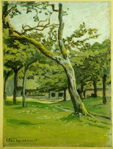 木の下のノルマンディー農場 作： Claude Monet