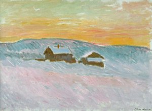 ノルウェーの風景、青い家、1895 作： Claude Monet