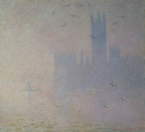 国会議事堂を巡るカモメ、1904 作： Claude Monet