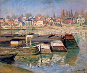 アニエールのセーヌ川、1873年。 作： Claude Monet