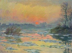 セーヌ川に沈む夕日（Coucher de Soleil sur la Seine）。 1880 作： Claude Monet
