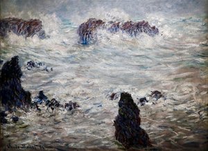 ストーム、ベル イルの海岸 作： Claude Monet