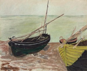 エトルタビーチでのボートの研究。エトルタのビーチでのボートの研究、1885 作： Claude Monet
