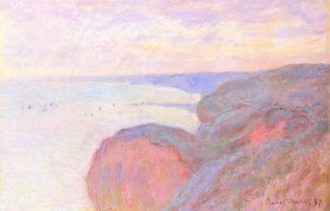 ディエップ近くの崖の上、曇り空 作： Claude Monet