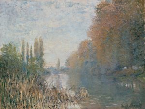 秋のセーヌ川の岸辺 作： Claude Monet