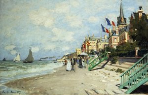トルヴィルのビーチ。ラプラージュアトルヴィル、1870年 作： Claude Monet
