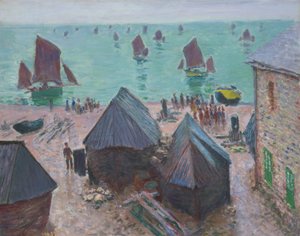 ボートの出発、エトルタット 作： Claude Monet