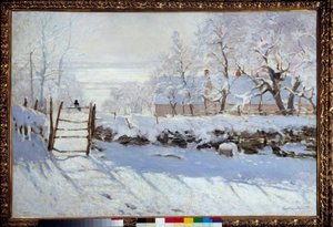 カササギ（雪景色、エトルタ） 作： Claude Monet