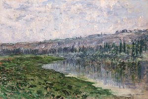 セーヌ川とシャンテムスルの丘。セーヌ川とシャンテムシュル、1880 作： Claude Monet
