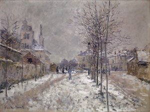 1875年、アルジャントゥイユの雪に覆われたポントワーズ大通り