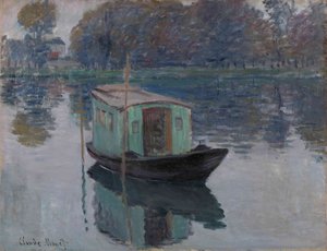 スタジオボートワークショップボート、1874 作： Claude Monet