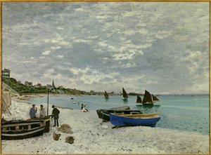 サント・アドレスのビーチ 作： Claude Monet