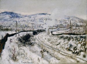 アルジャントゥイユで雪の中で訓練する 作： Claude Monet