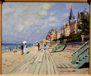 トルヴィルの浜辺。クロード・モネ（1840-1926）の絵画 作： Claude Monet