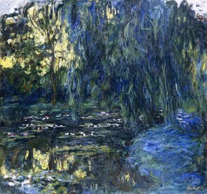 柳とリリーポンドの眺め、c.1917-1919 作： Claude Monet