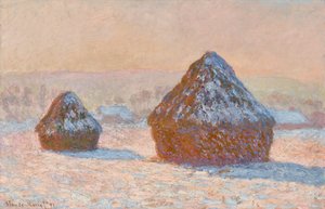 麦束、雪の効果、朝（Meules, Effet de Neige, Le Matin） 作： Claude Monet