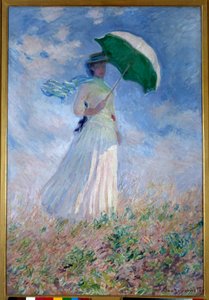 右を向いた日傘をさす女性 作： Claude Monet