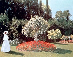 庭の女、サントドレス、1867 作： Claude Monet