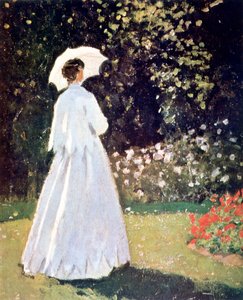 庭の女、サント・アドレス、細部、1867 作： Claude Monet