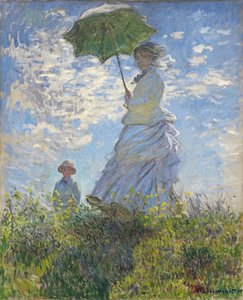 散歩、日傘をさす女-モネ夫人と息子 作： Claude Monet