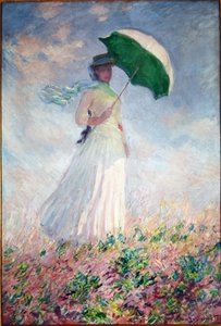 右を向いた日傘をさす女性 作： Claude Monet